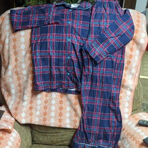Bass Pro Shops Blue and Red Pajama Set Matching Plaid
